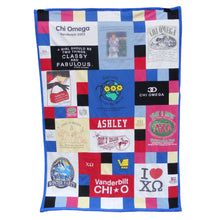 Load image into Gallery viewer, Full-view-Chi-omega-sorority-Vanderbilt-Meduim-Throw-T-shirt-Quilt-by-Julie-Moss-replay-quilts