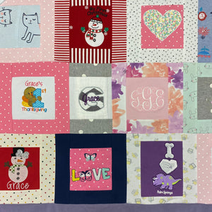 Close-up-of-baby-clothing-squares-in-T-shirt-Quilt-by-Julie-Moss-Replay-Quilts