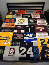 Load image into Gallery viewer, Softball - T-shirt - Quilt - on - Queen bed - by -Julie - Moss - Replay - Quilts