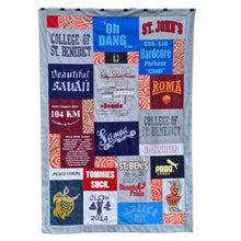 Load image into Gallery viewer, College-of-saint-Benedict-Medium-throw-T-shirt-Quilt-by-Julie-moss-replay-quilts