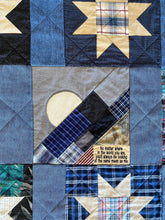 Load image into Gallery viewer, Custom-Embroidered-Phrase-Added-to Memory-Quilt-Replay-Quilts