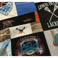 Load image into Gallery viewer, High School Lacrosse T-shirt Quilt by Replay Quilts - Close up
