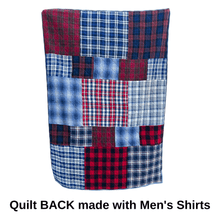 Load image into Gallery viewer, Quilt-Back-made-from-Large-squares-of-Men;s-Shirt-back-Replay-Quilts