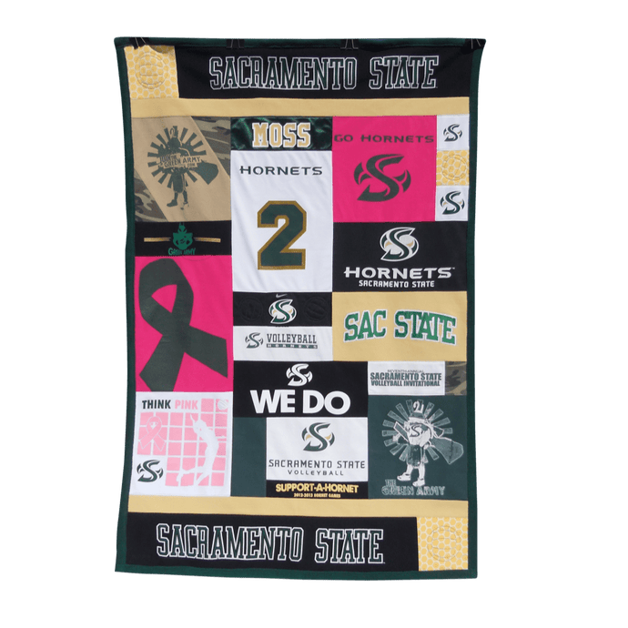 Sacramento State Volleyball T-shirt Quilt by Replay Quilts - Small Throw size