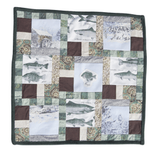 Load image into Gallery viewer, Clothing-Memory-Quilt-Small-Throw-with-Fish-graphics-by-julie-Moss-Replay-Quits